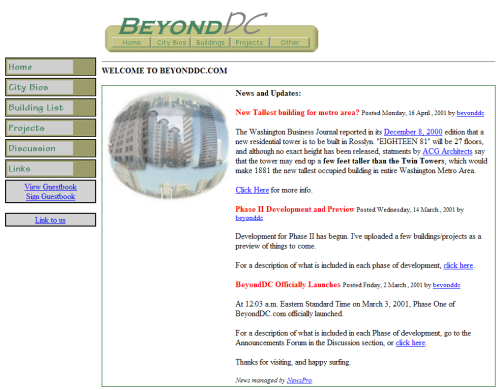 Screen cap of old BeyondDC.  Click for archive.org