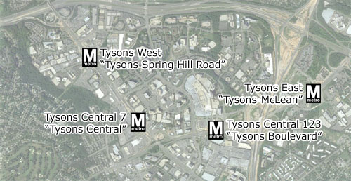 Tysons Corner with proposed station names